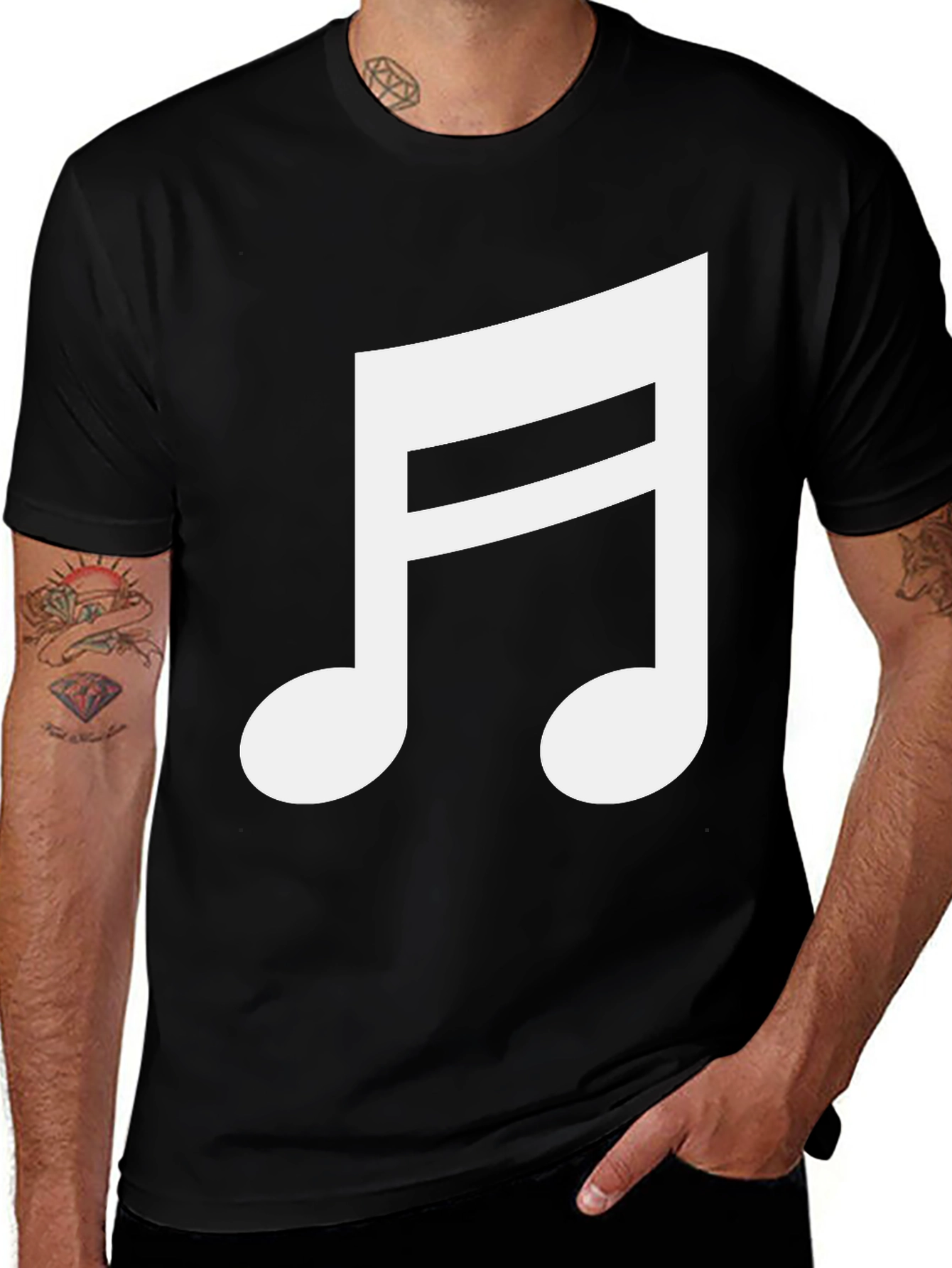 Variant 7 of Musical Note Graphic Tee - Stylish Black Cotton T-Shirt