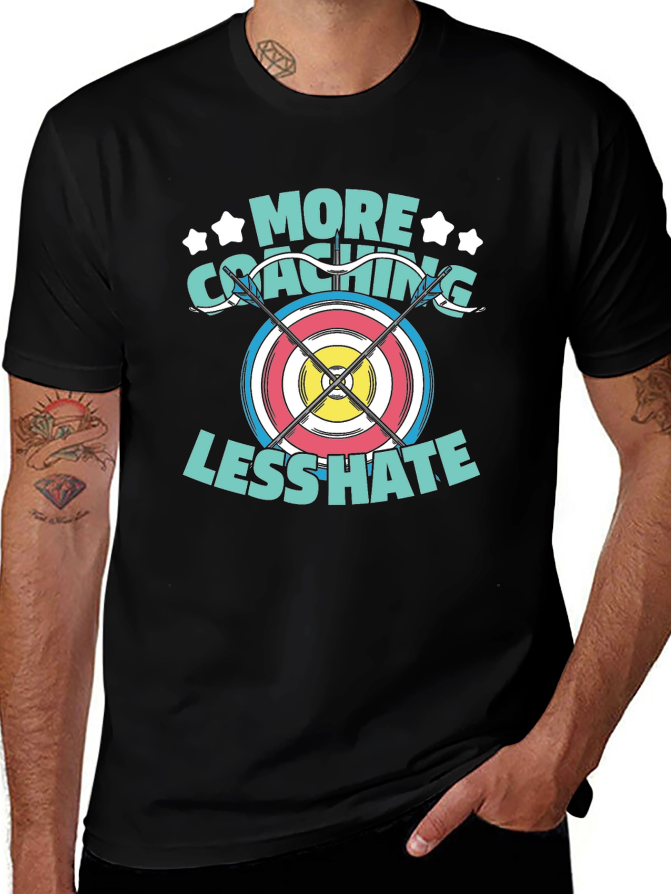 Variant 21 of Archery Coaching T-Shirt - More Coaching Less Hate