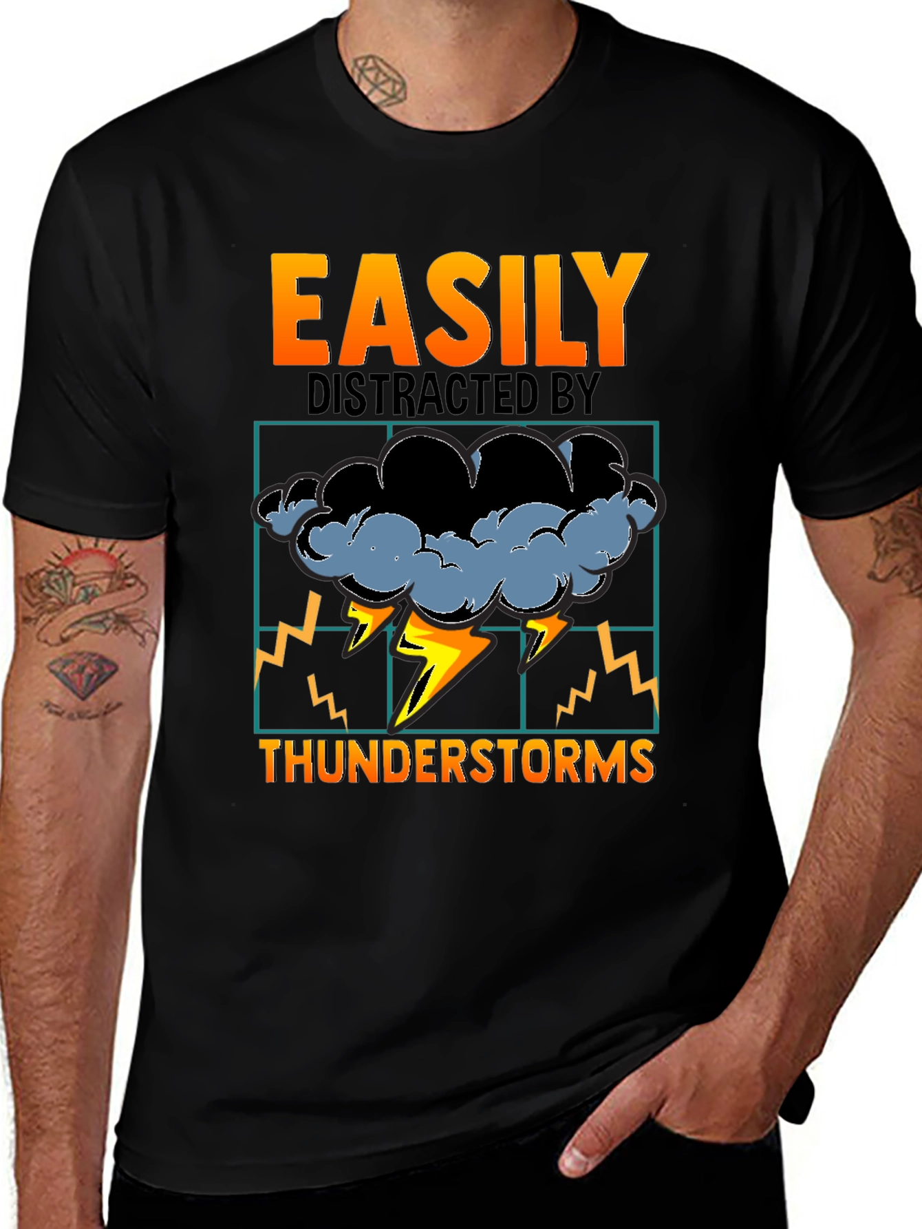 Variant 21 of Easily Distracted by Thunderstorms Graphic T-Shirt