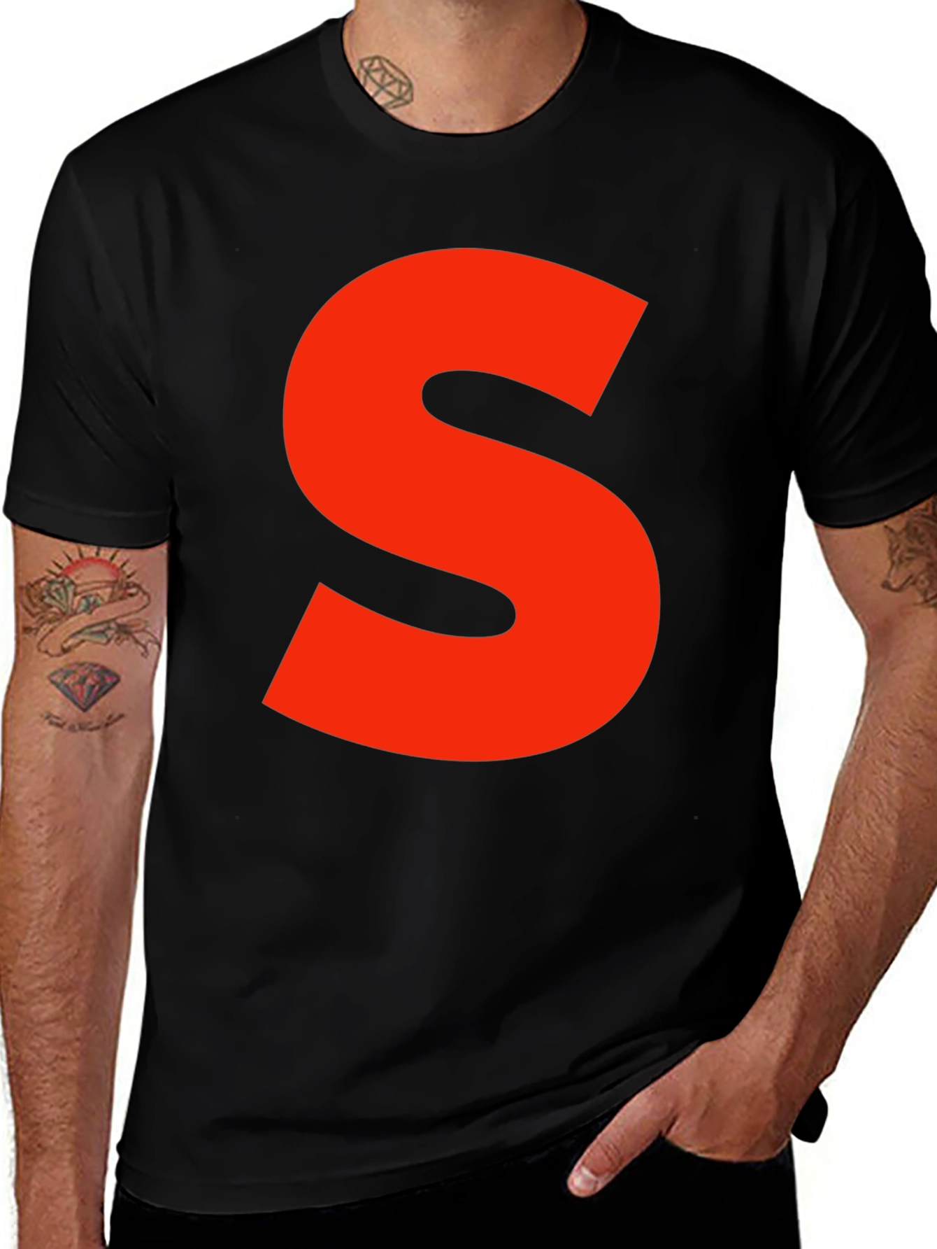 Variant 13 of Bold Red "S" Black T-Shirt