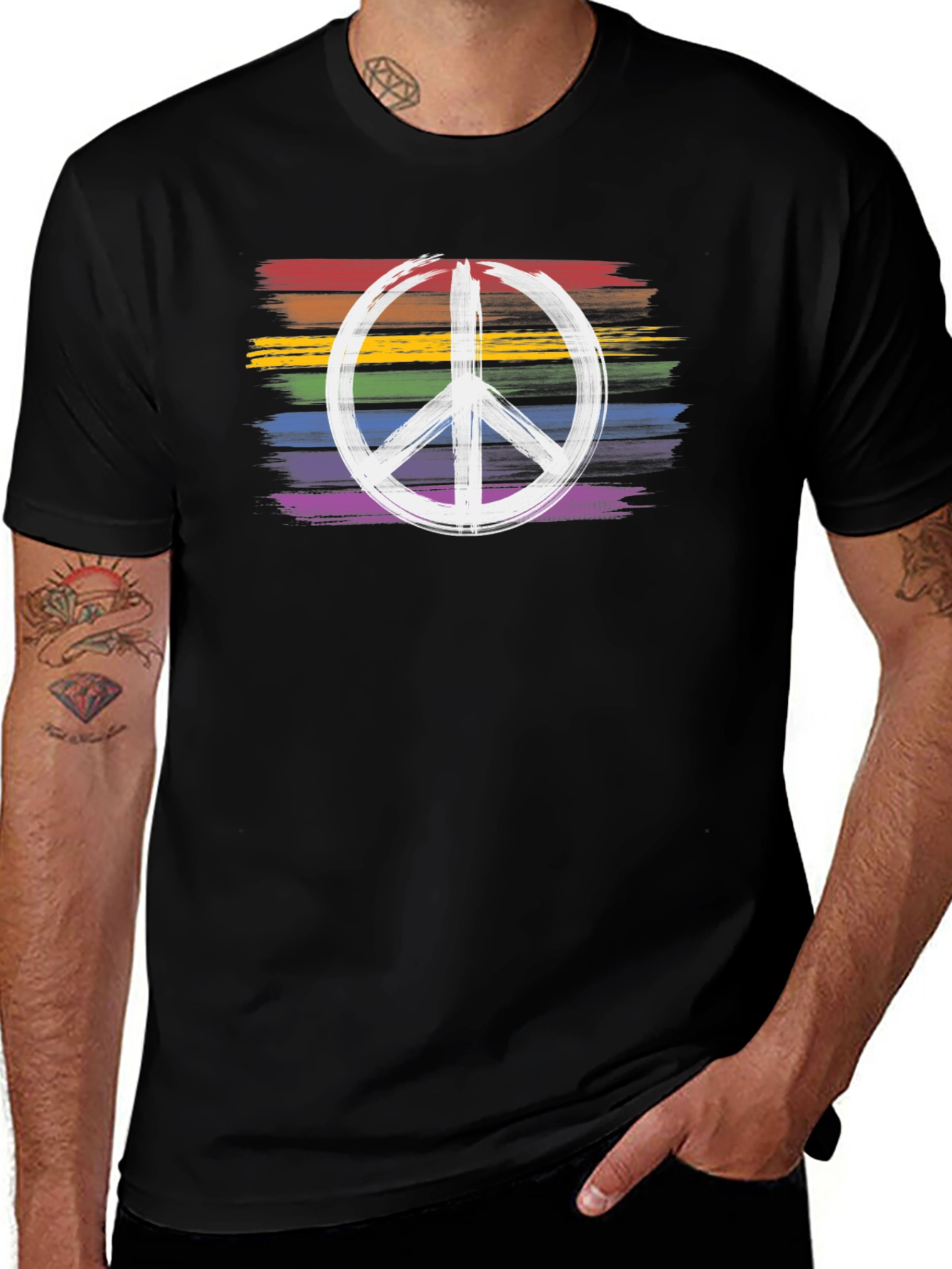 Variant 11 of Rainbow Peace Sign Graphic Tee