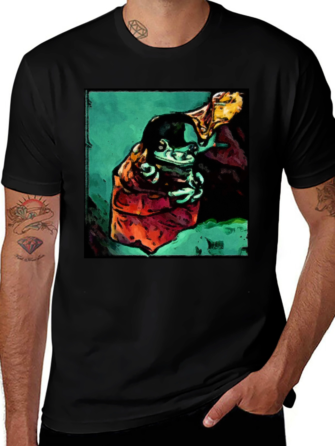 Variant 10 of Frog & Trumpet Graphic Tee - Unique Art Shirt