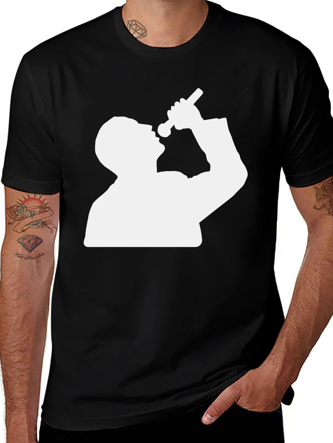 Variant 23 of Silhouette Singer Graphic Tee - Black Cotton Blend T-Shirt