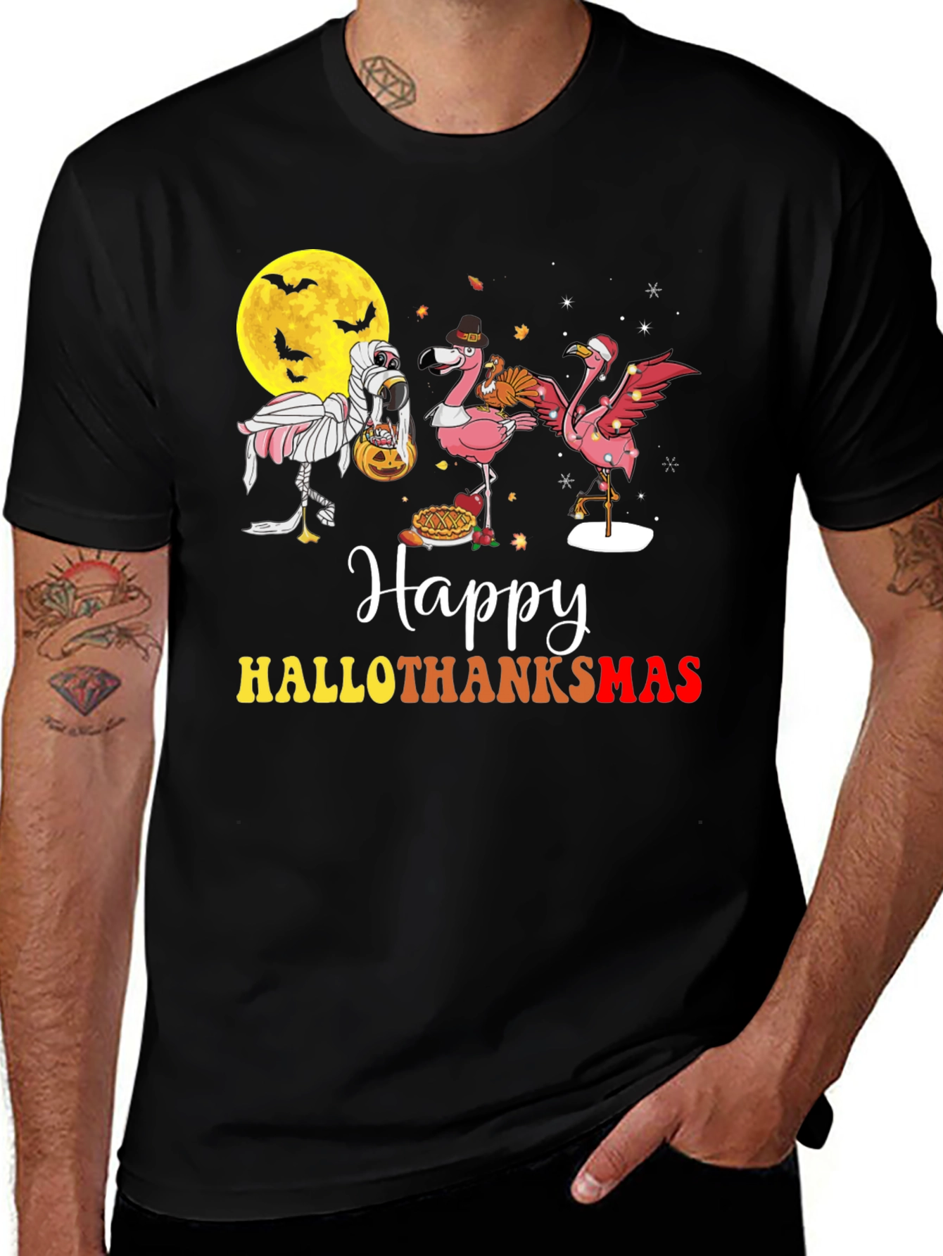 Happy Hallothanksmas Flamingo T-Shirt