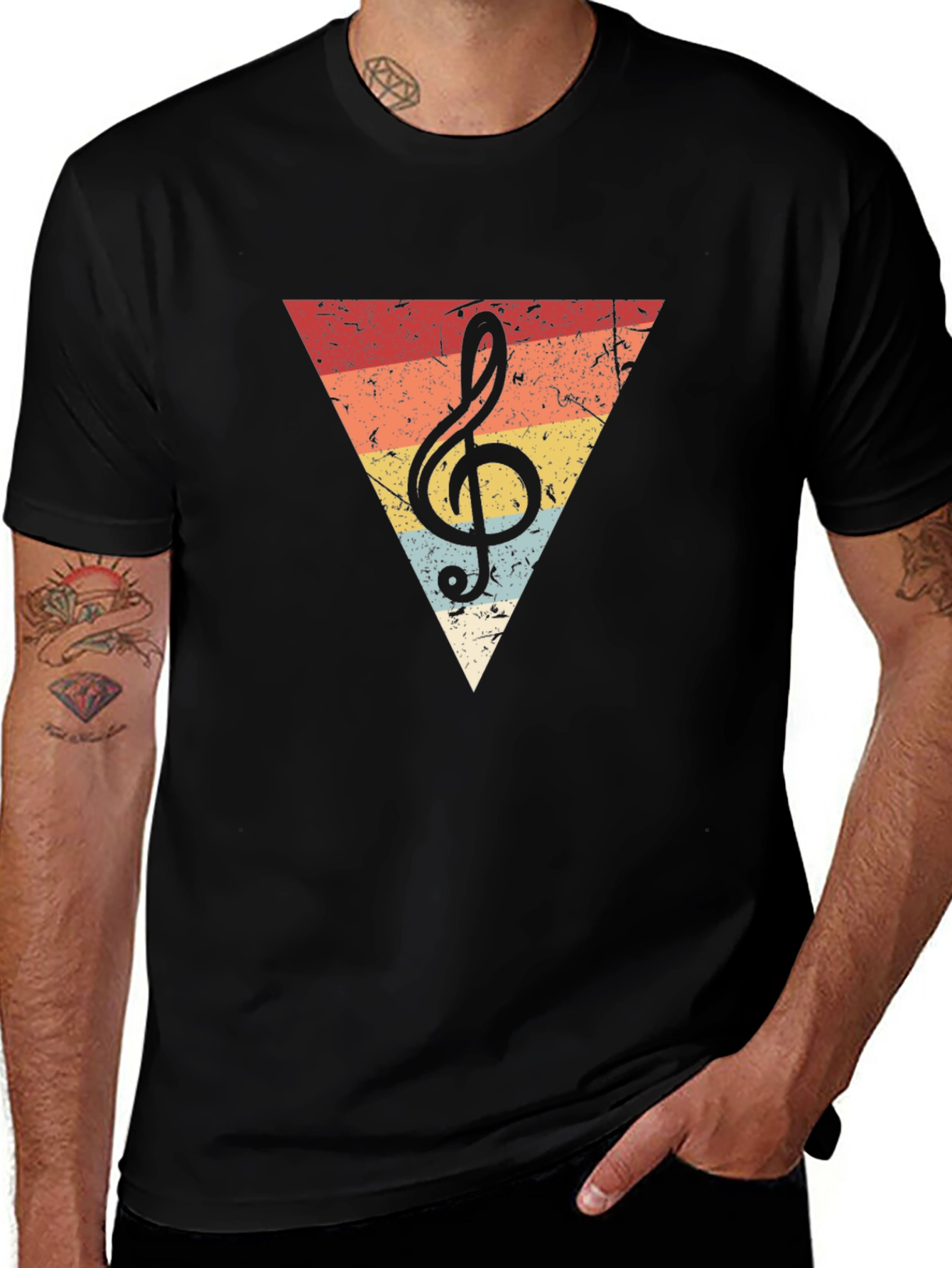 Variant 23 of Retro Treble Clef Triangle T-Shirt