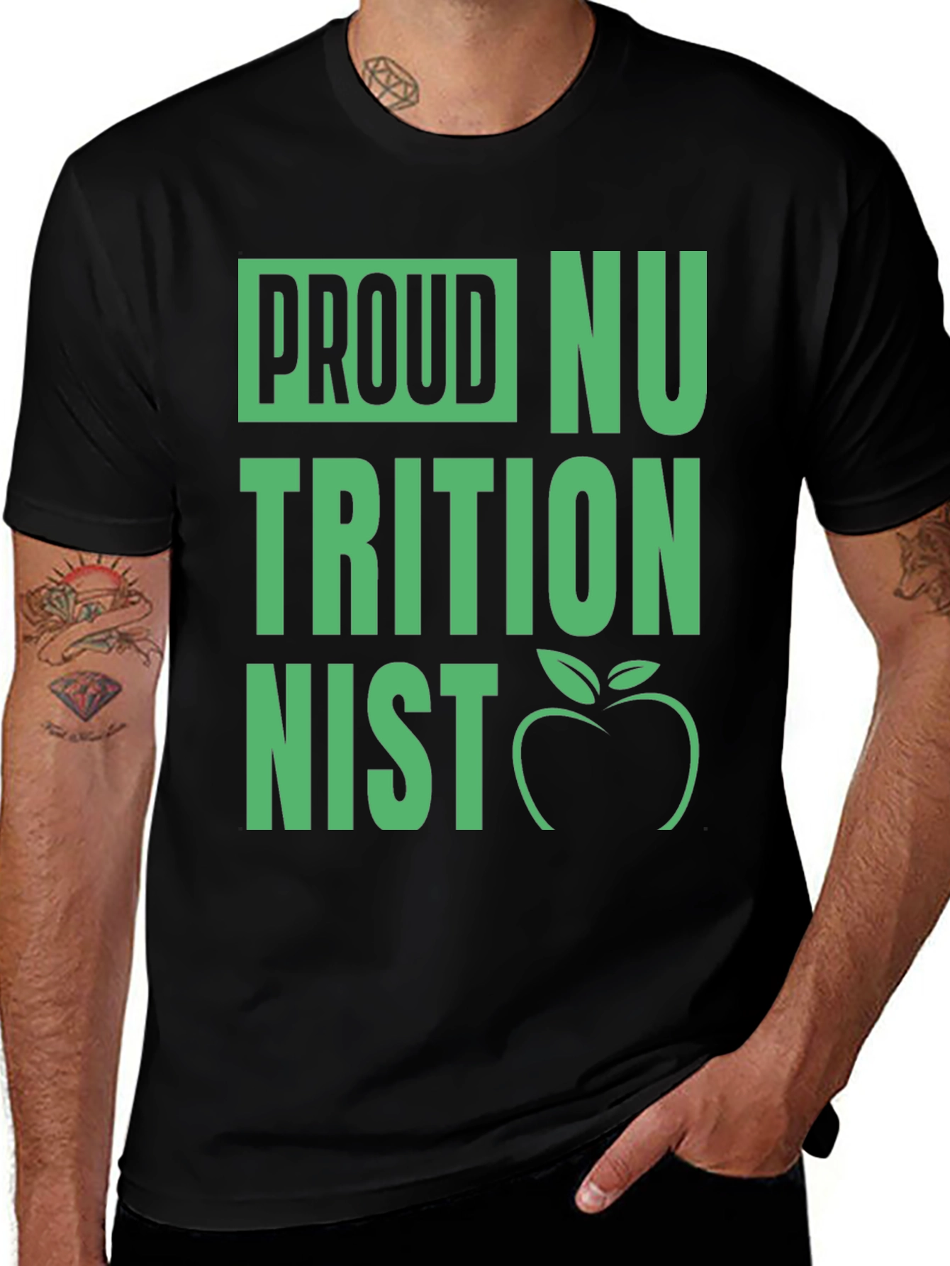 Variant 3 of Proud Nutritionist T-Shirt - Black Graphic Tee