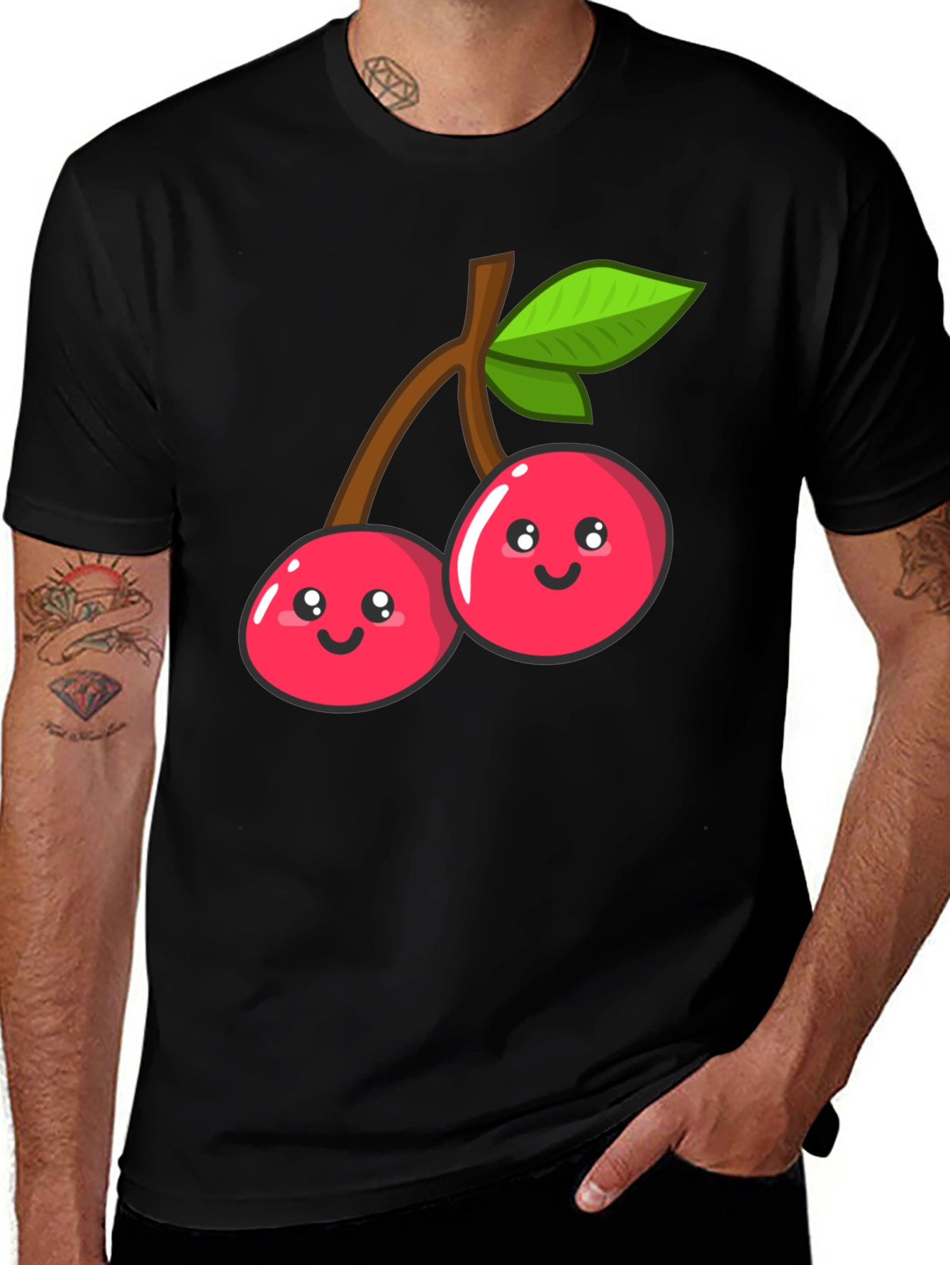 Cute Cherry Graphic Tee - Unisex Black T-Shirt