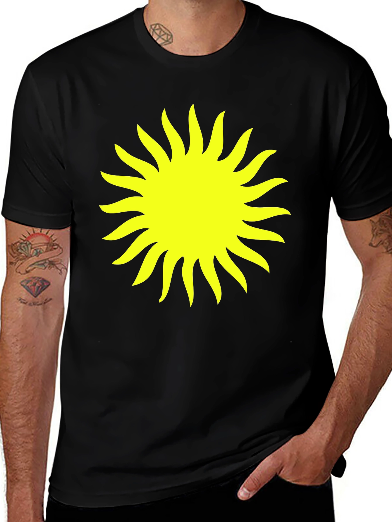 Variant 18 of Radiant Sun Graphic Tee - Black Cotton Comfort