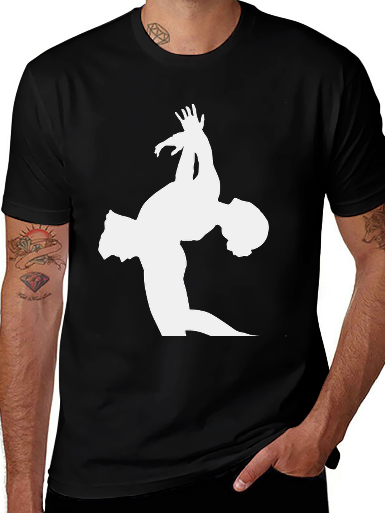 Variant 19 of Gymnast Silhouette Graphic Tee - Black Cotton T-Shirt