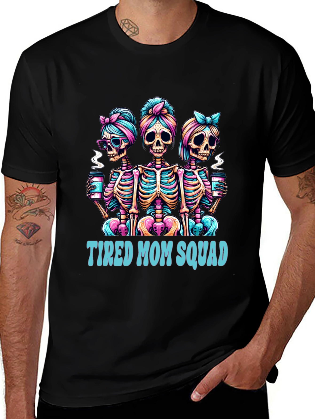 Variant 27 of Tired Mom Squad Skeleton Graphic Tee