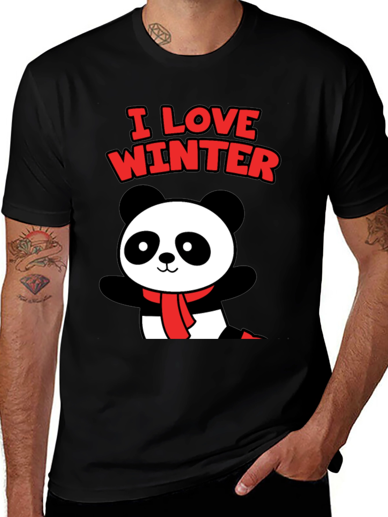 Variant 18 of I Love Winter Panda Graphic Tee