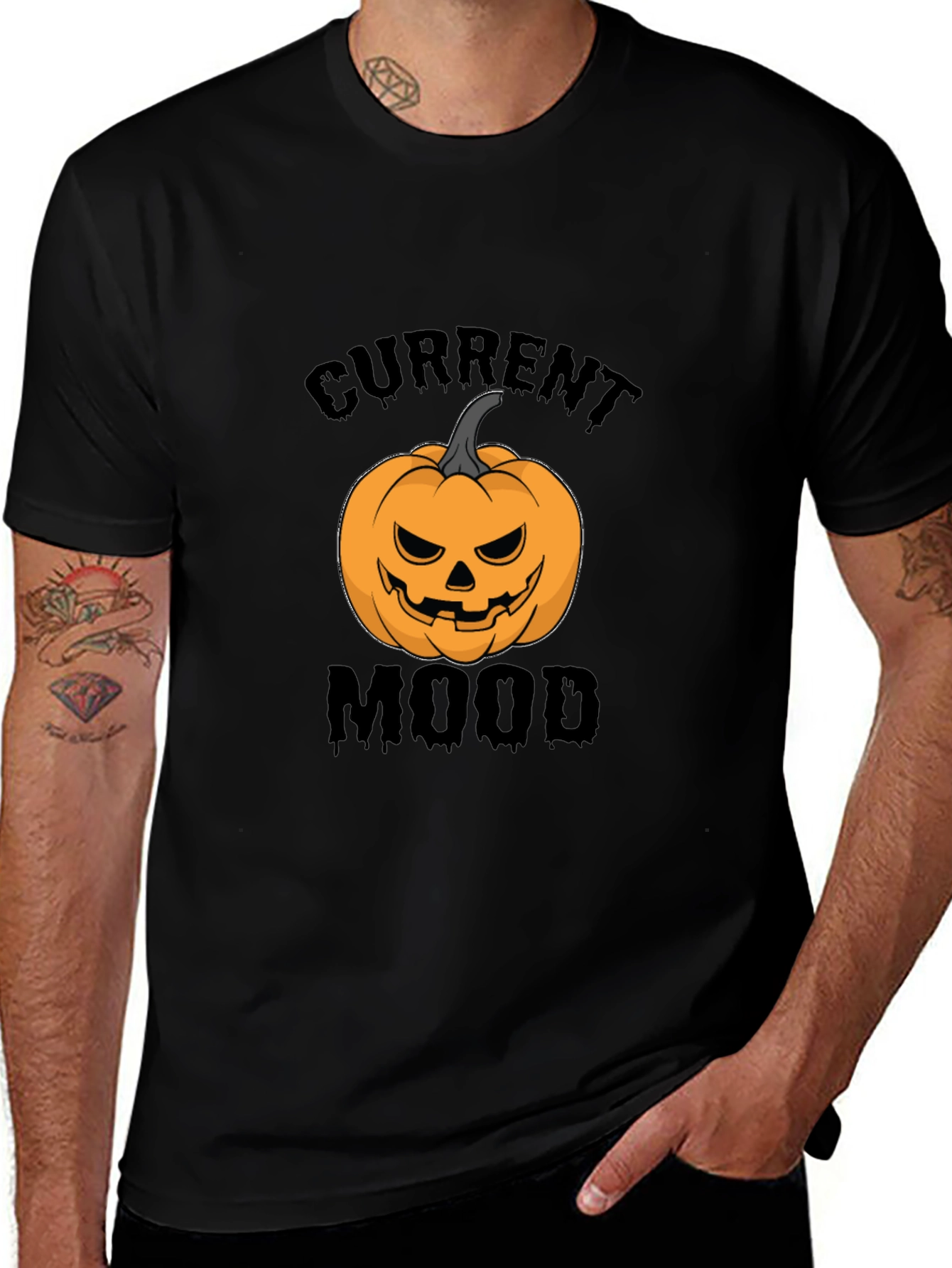 Current Mood Halloween Pumpkin Black T-Shirt