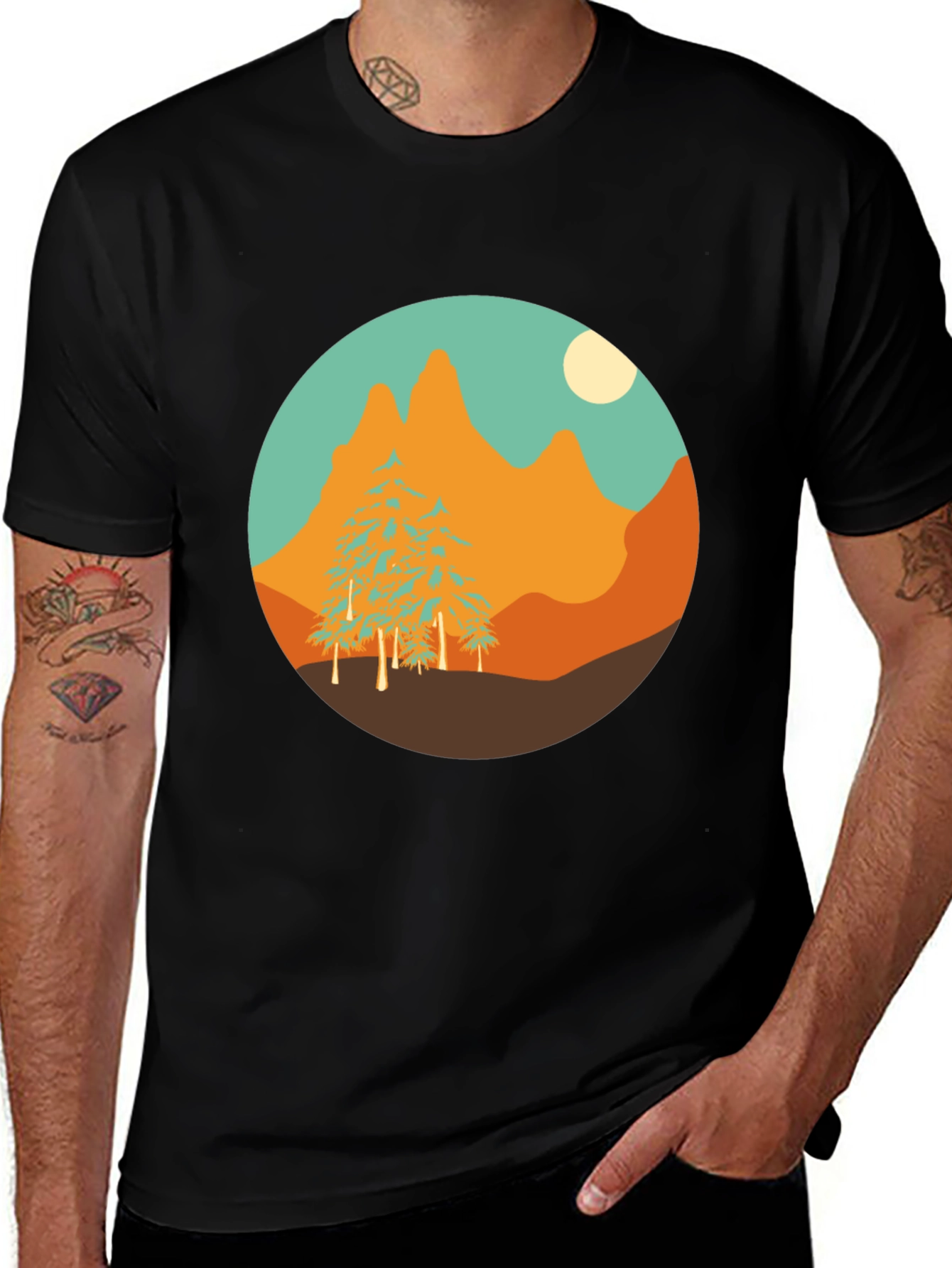 Variant 2 of Retro Mountain Landscape Graphic T-Shirt