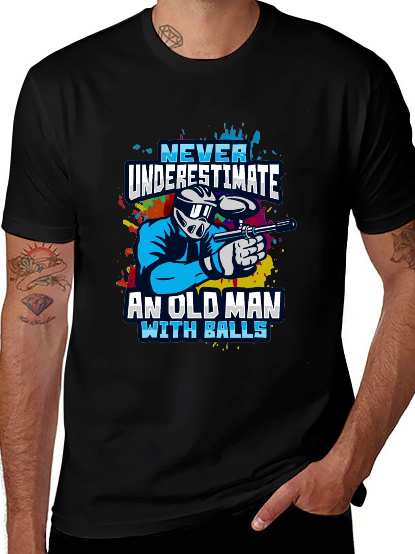 Variant 15 of Never Underestimate Old Man With Balls Paintball T-Shirt