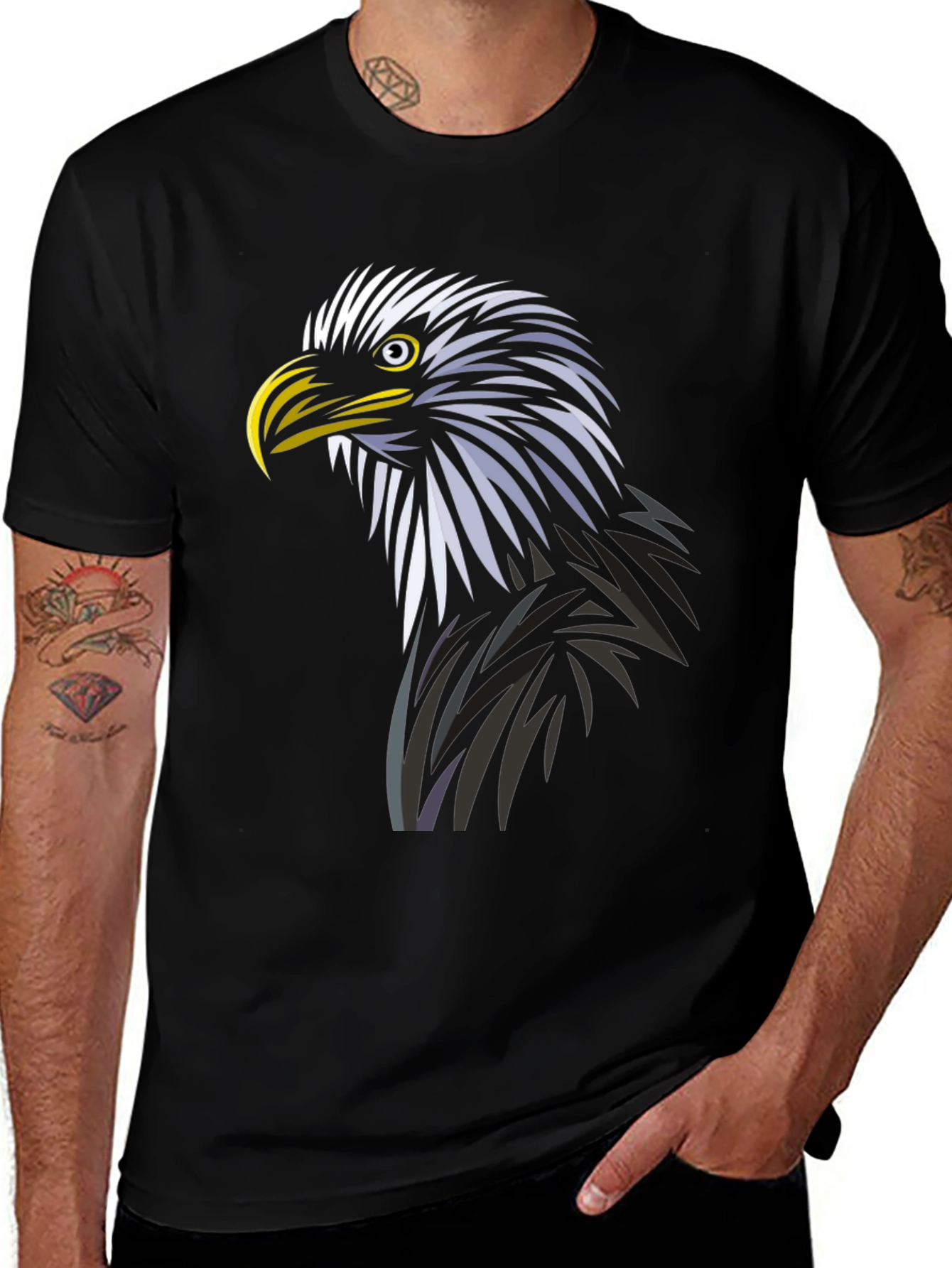 Variant 11 of Bold Eagle Graphic Tee - Black Cotton Blend