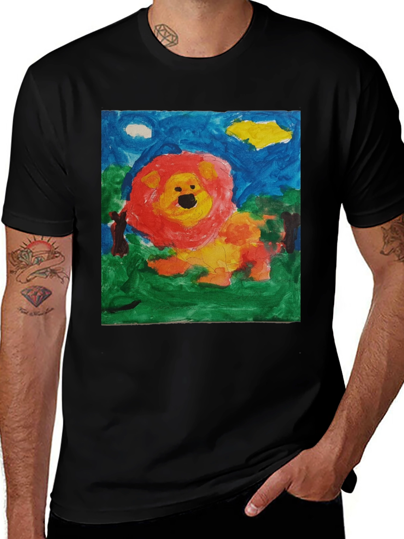 Variant 17 of Lion Painting Tee - Unique Art Shirt