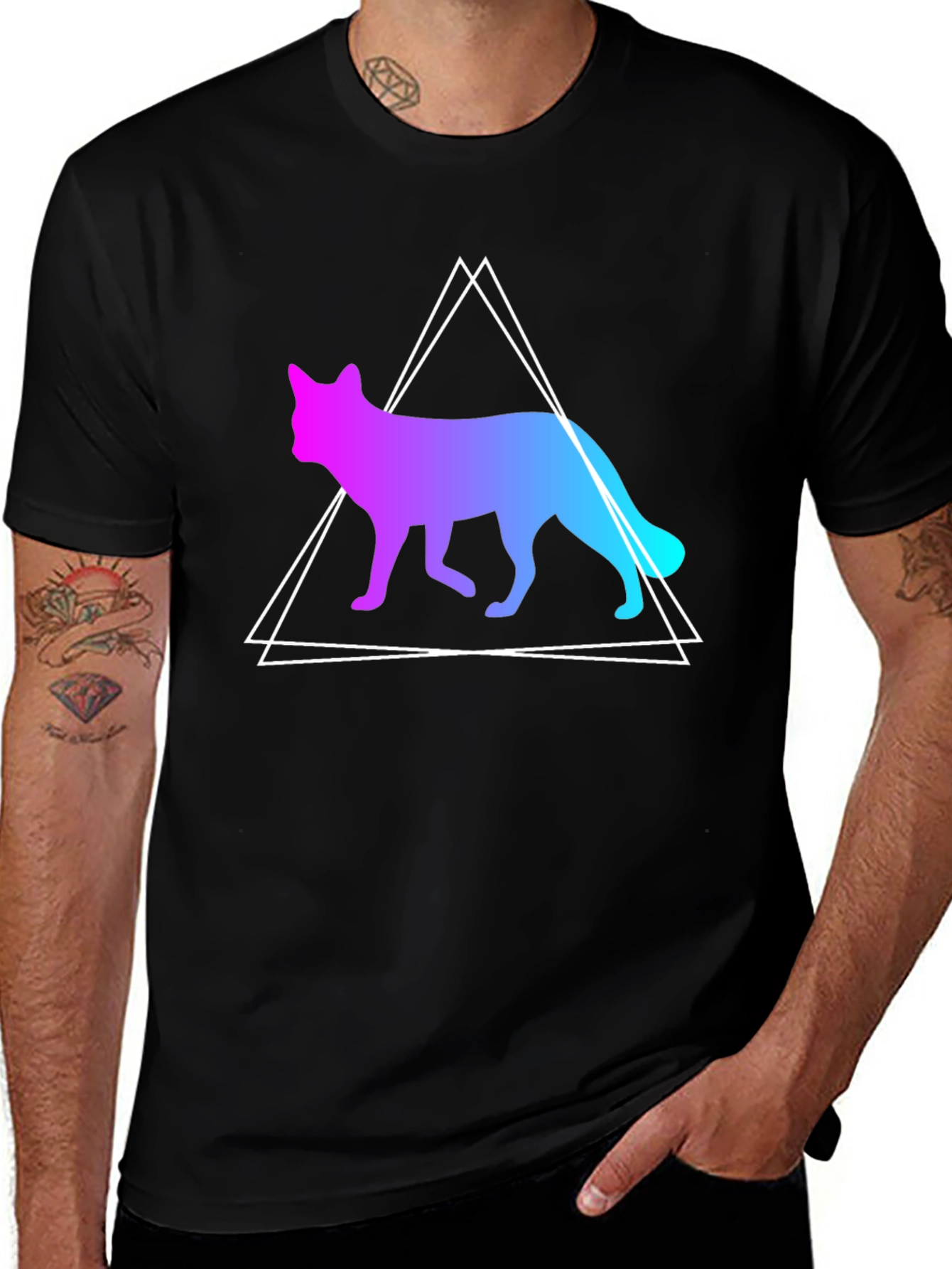 Variant 13 of Gradient Fox Graphic Tee - Black T-Shirt