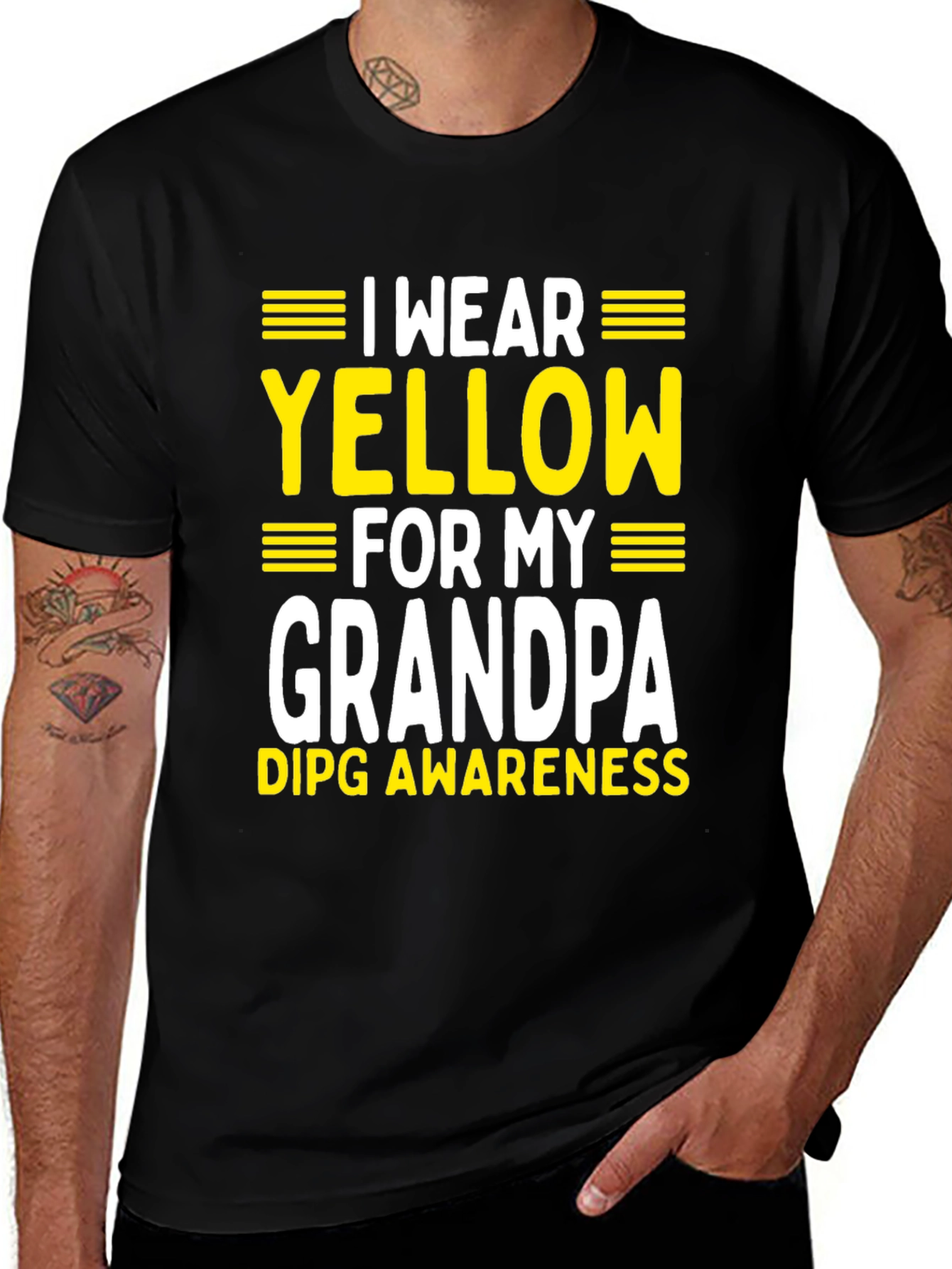 Variant 14 of I Wear Yellow for My Grandpa DIPG Awareness T-Shirt