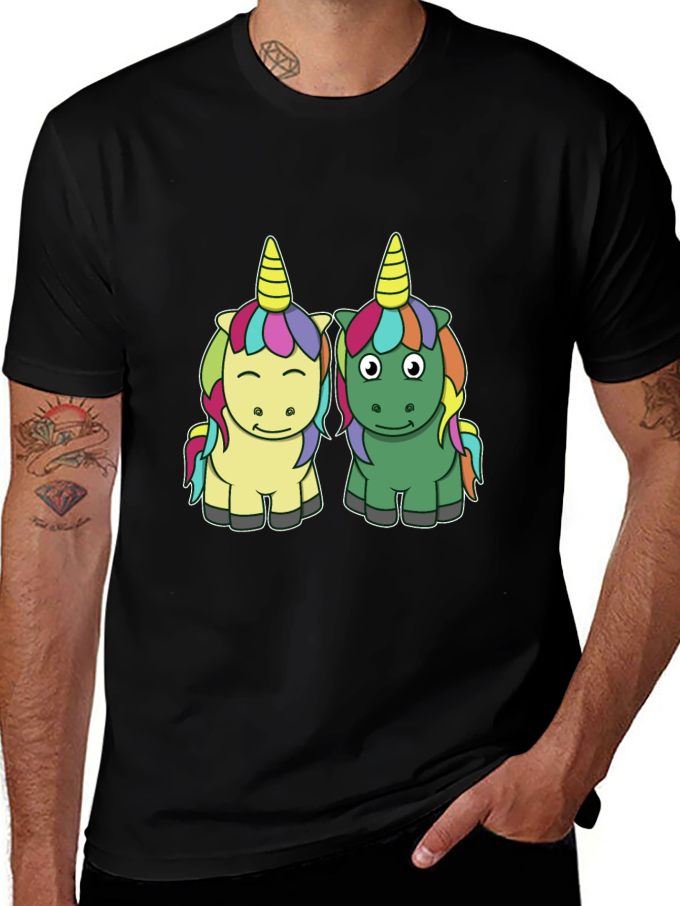 Variant 24 of Unicorn Pals Graphic Tee - Black T-Shirt