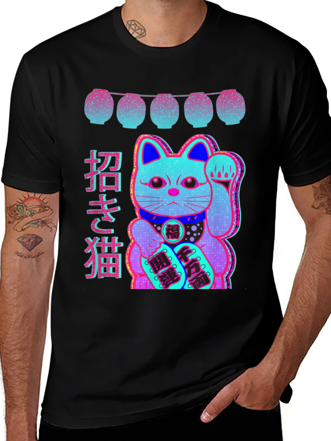 Variant 9 of Lucky Cat T-Shirt - Vaporwave Aesthetic