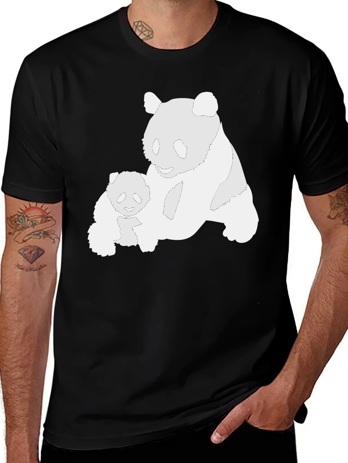 Variant 16 of Panda Love Black T-Shirt - Cute Family Design