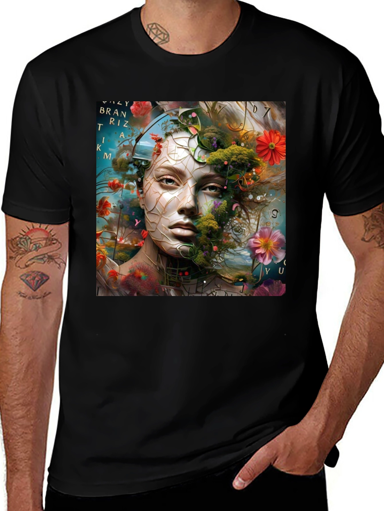 Variant 26 of Floral Face Graphic T-Shirt - Artistic Design
