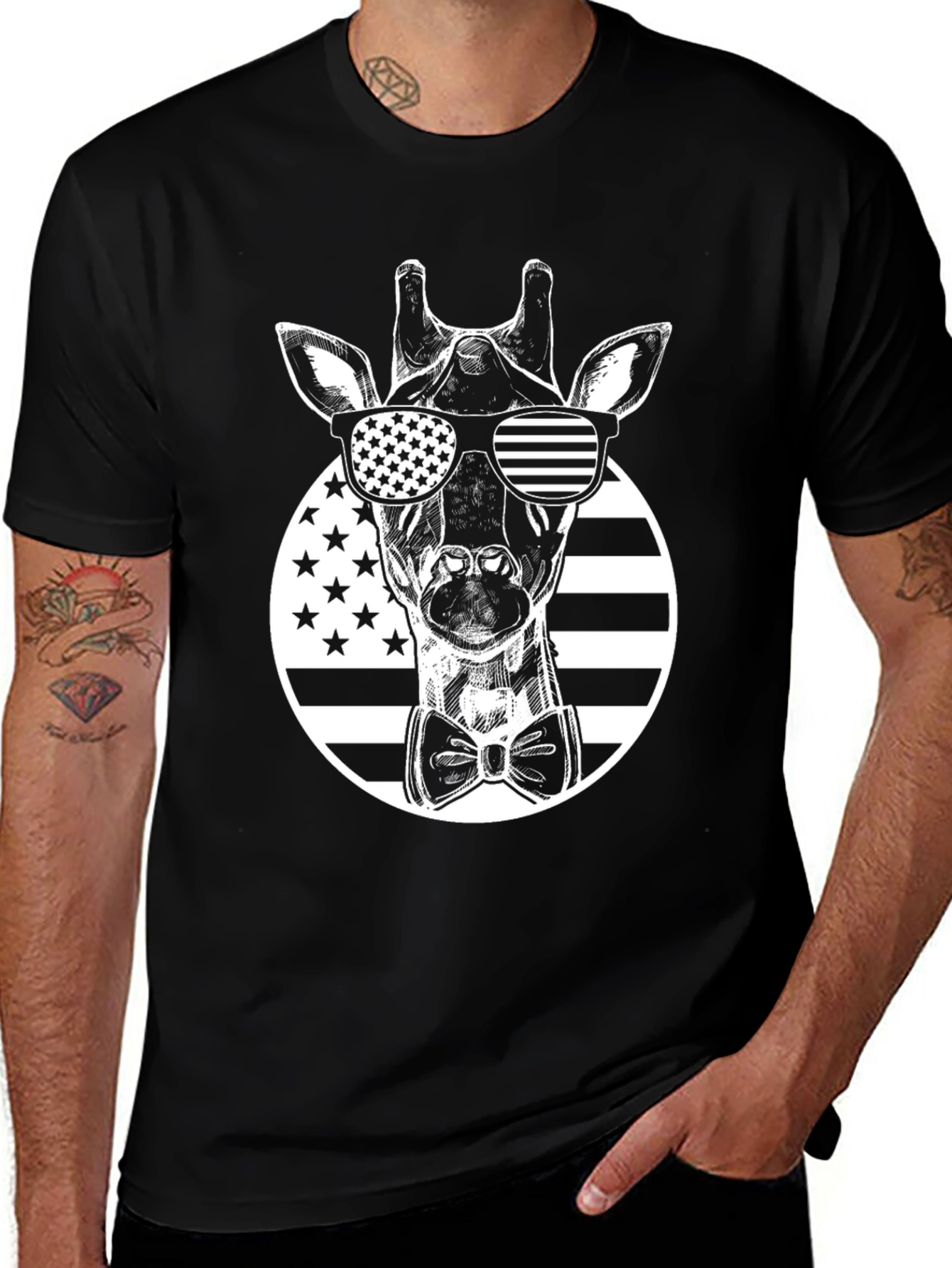 Variant 27 of Patriotic Giraffe Graphic Tee - USA Style