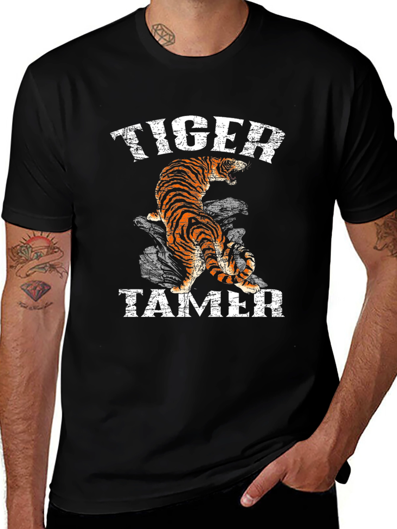 Variant 11 of Tiger Tamer Graphic Print Black T-Shirt