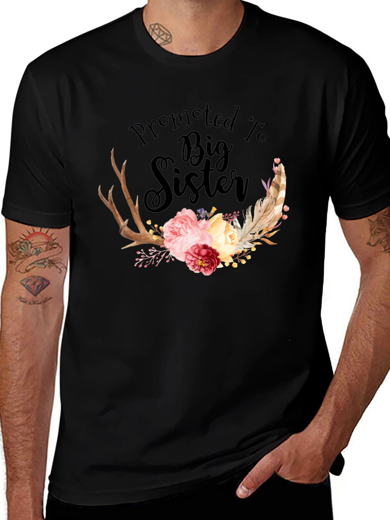 Promoted to Big Sister Floral T-Shirt