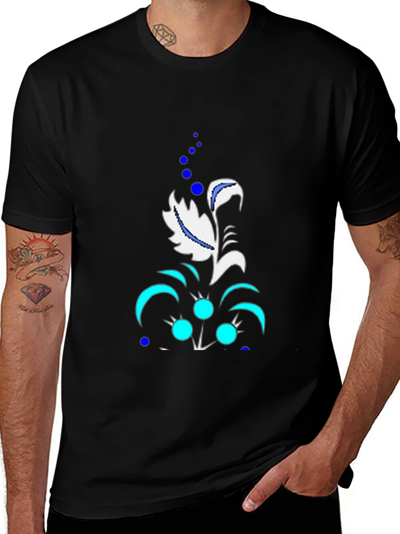 Variant 26 of Abstract Floral Graphic Black T-Shirt