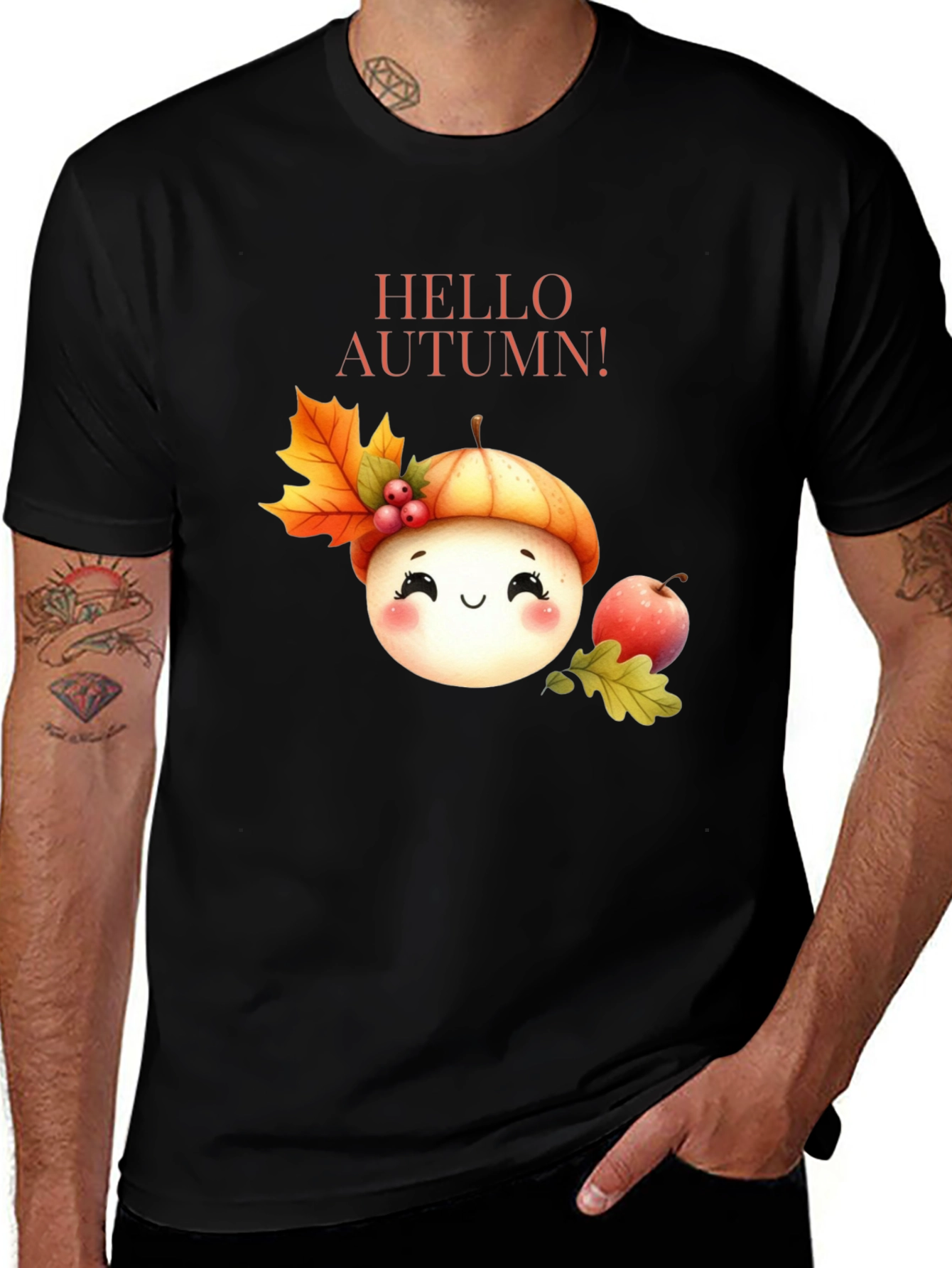 Variant 29 of Hello Autumn Black T-Shirt