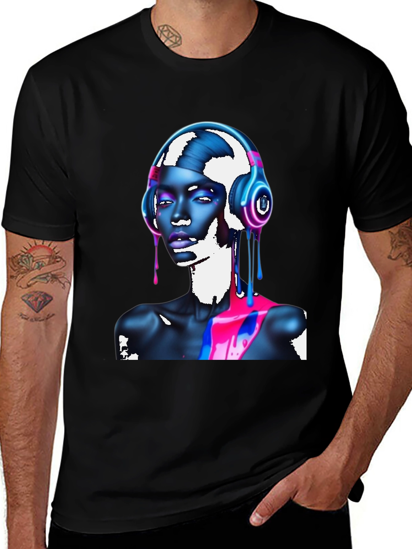 Variant 17 of Vibrant Graphic T-Shirt - Headphones & Abstract Art
