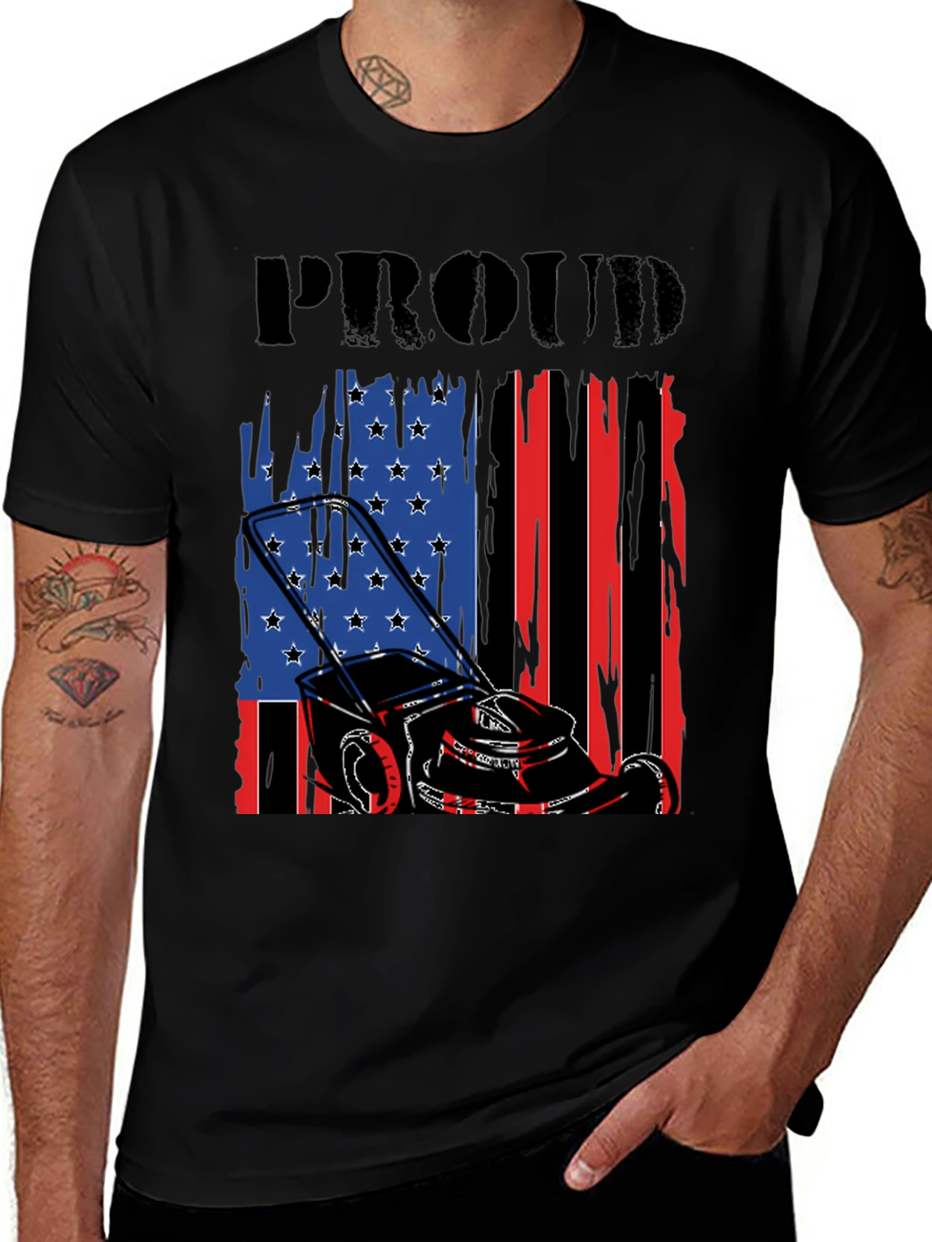 Variant 17 of Proud Lawn Mower American Flag Patriotic T-Shirt