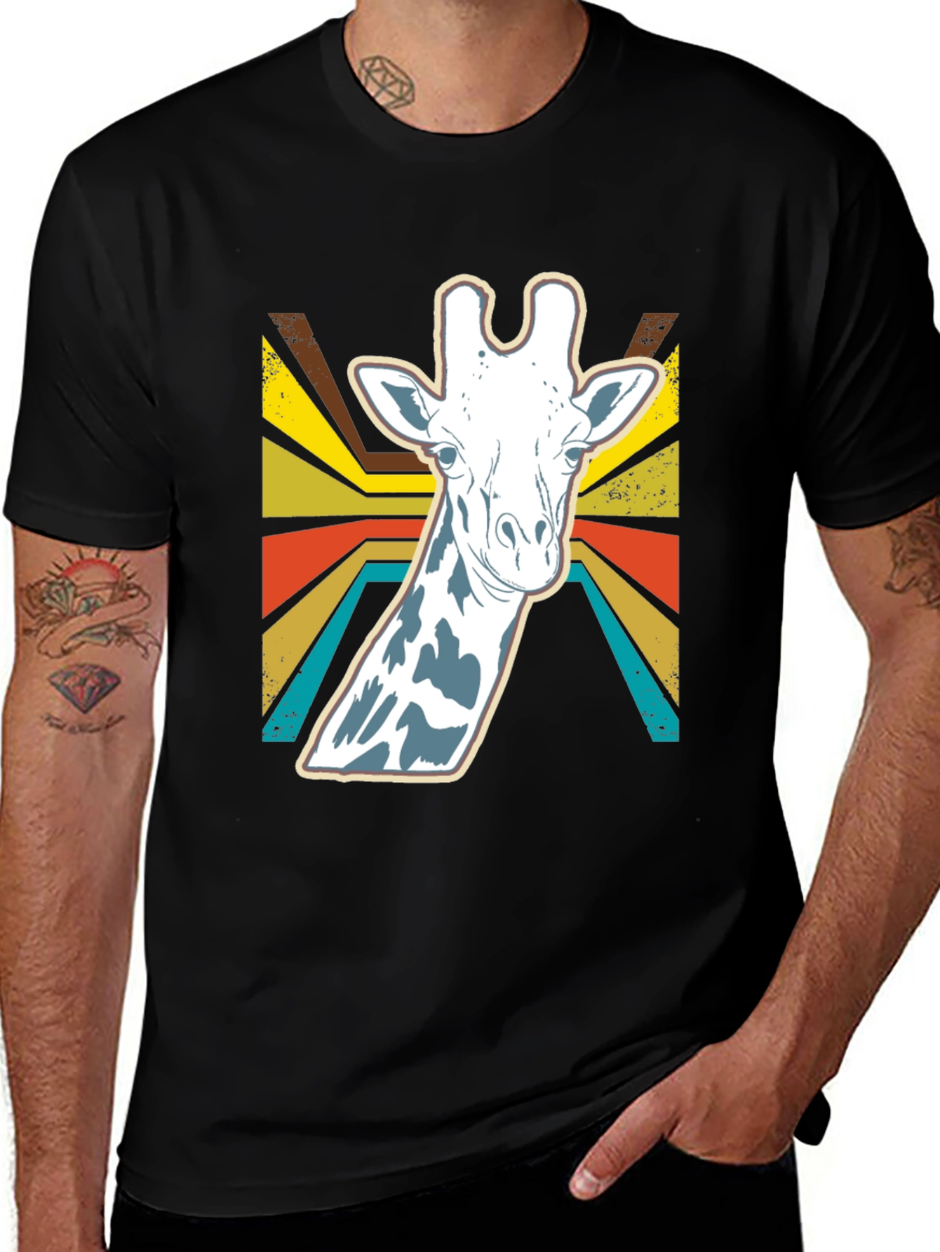 Variant 18 of Retro Giraffe Graphic Tee - Black