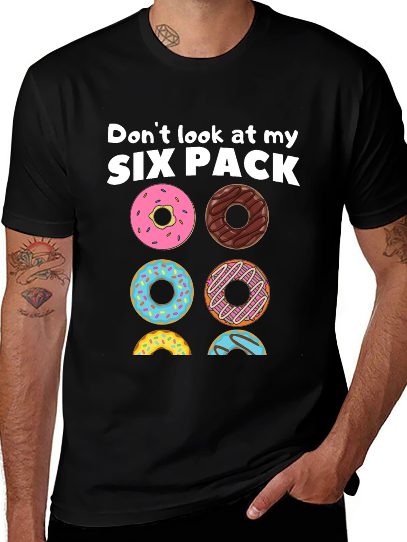 Variant 4 of Six Pack Donuts Graphic Tee - Funny Foodie T-Shirt