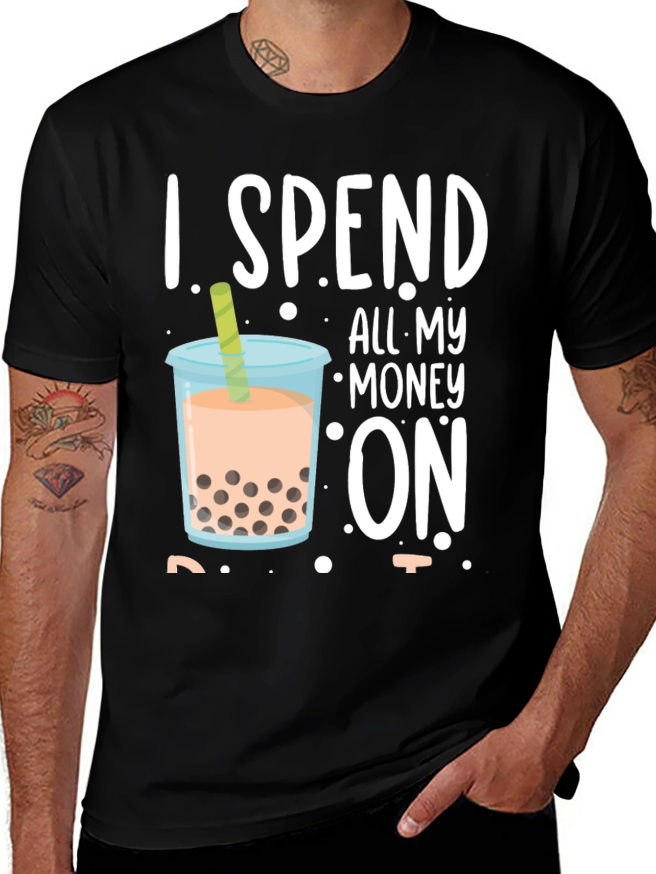 Variant 25 of I Spend All My Money on Bubble Tea Black T-Shirt