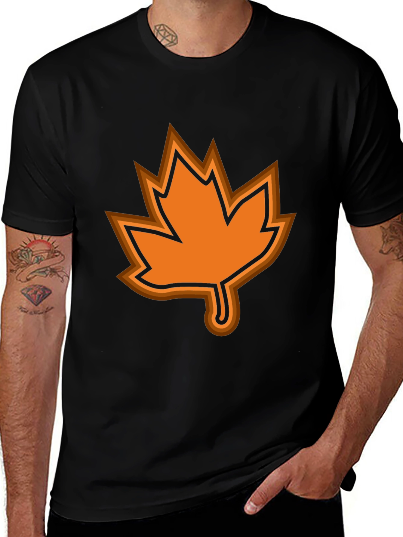 Variant 2 of Autumn Leaf Graphic Black T-Shirt