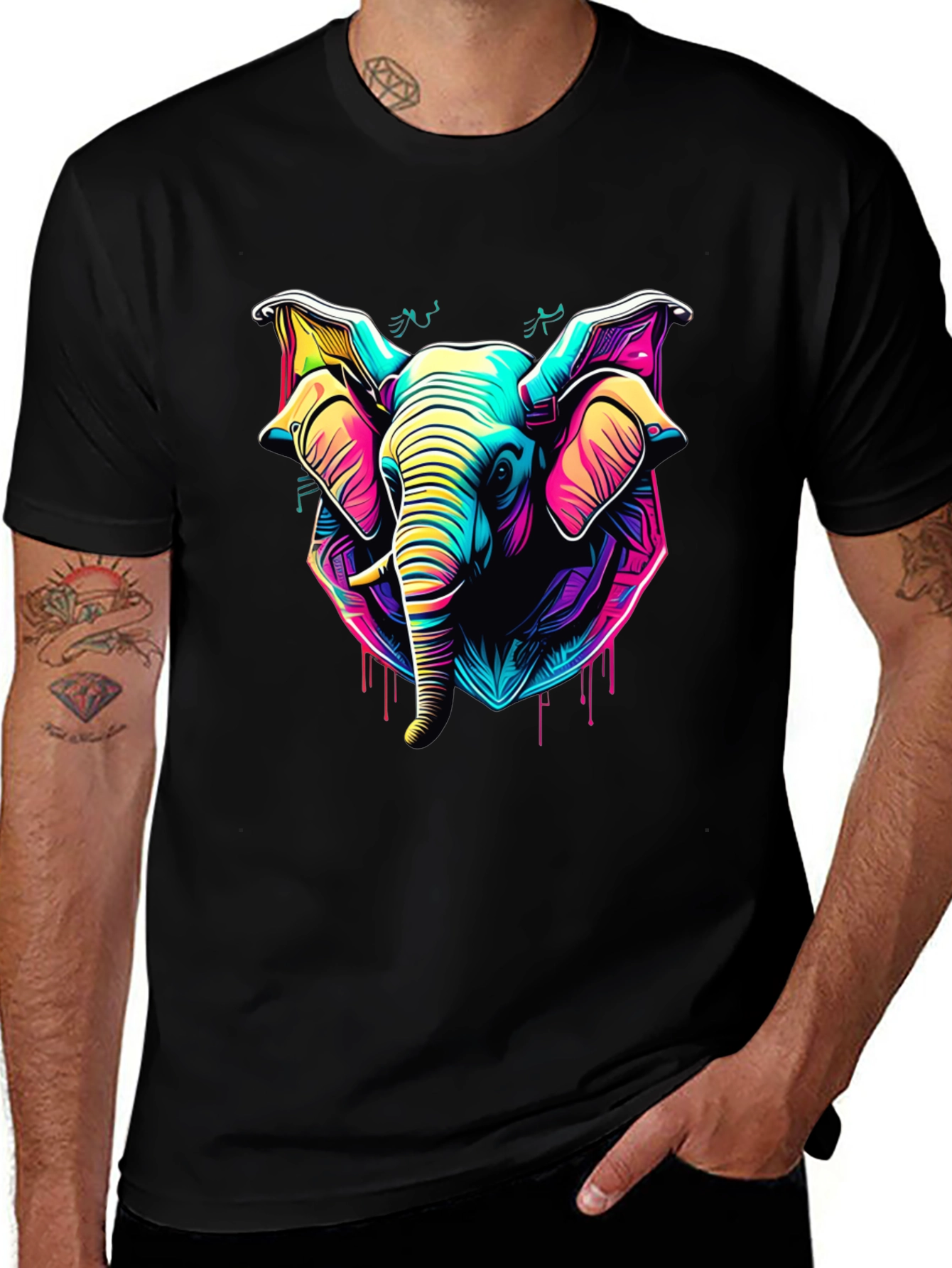 Variant 29 of Neon Elephant Graphic Tee - Vibrant Style