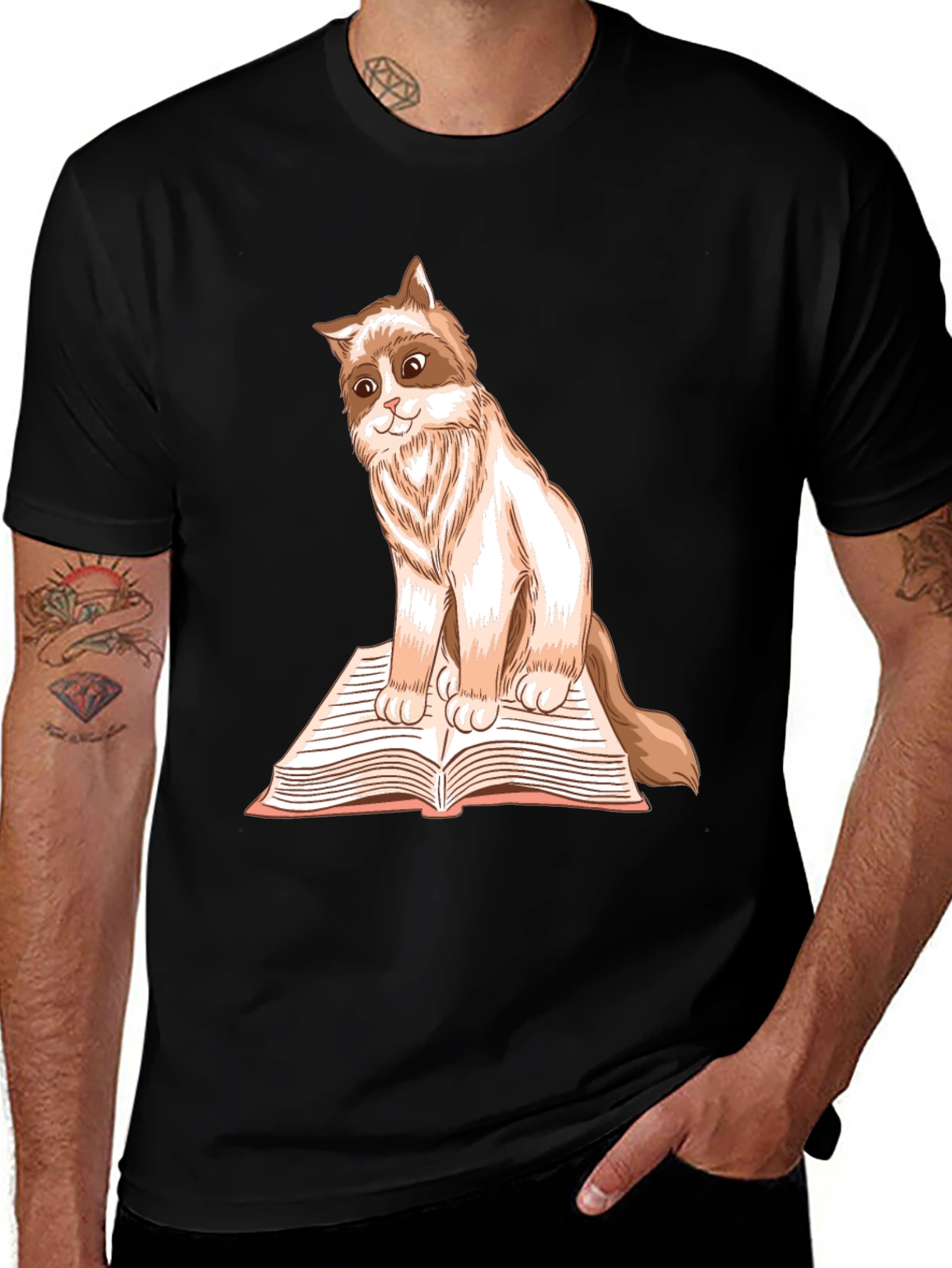 Variant 14 of Cat on Book T-Shirt