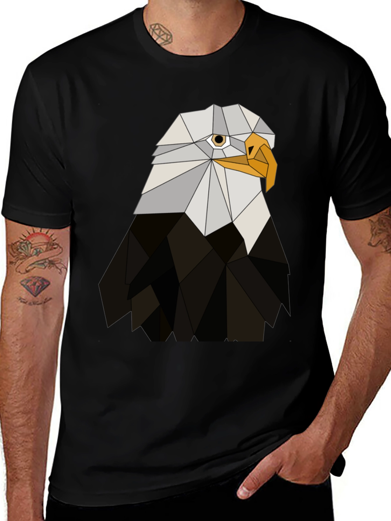 Variant 21 of Geometric Eagle Graphic Tee - Black