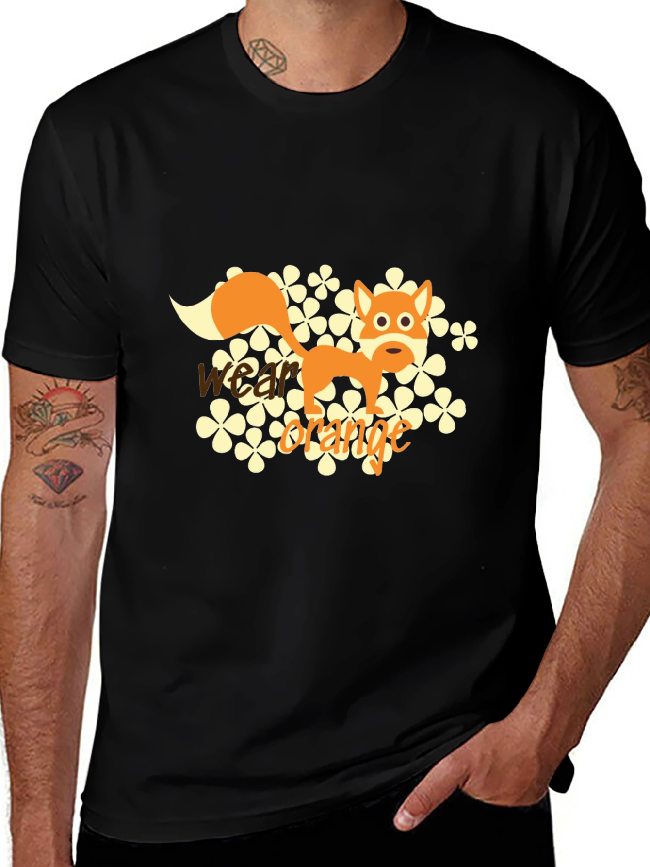 Variant 19 of Wear Orange Fox Graphic Tee - Black Cotton Blend T-Shirt