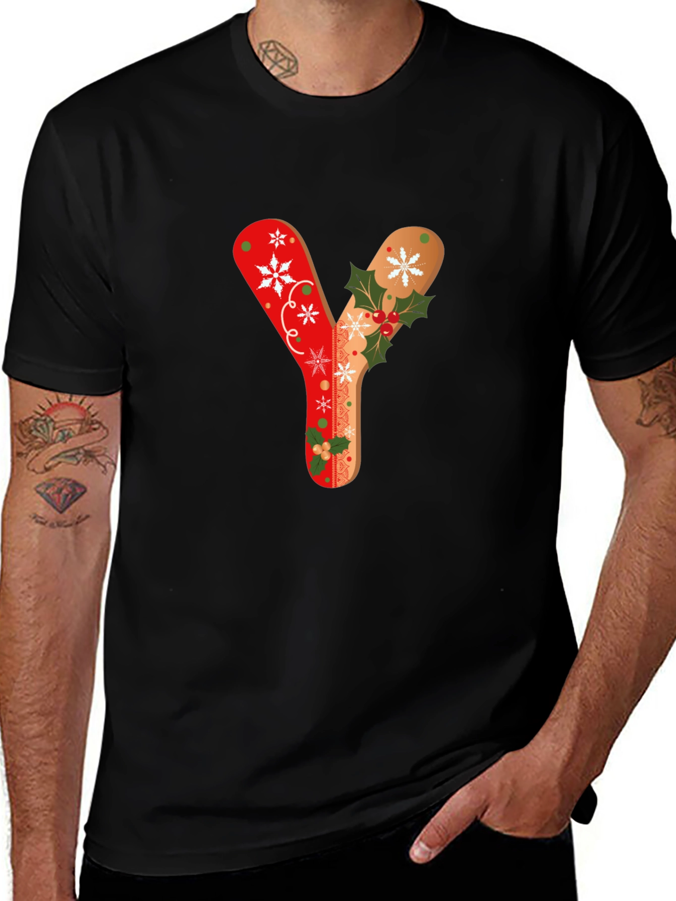 Festive Letter Y Christmas T-Shirt