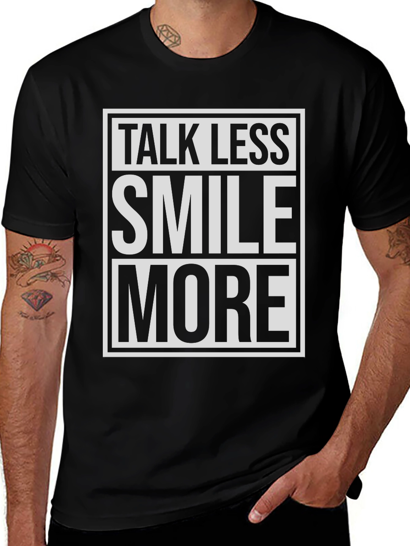 Variant 13 of Talk Less Smile More Graphic T-Shirt - Black Cotton Tee