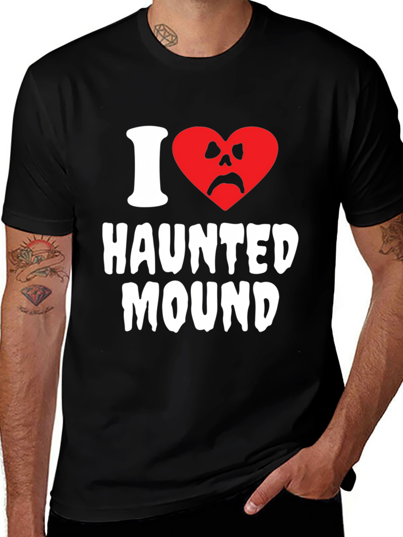 Variant 24 of I Love Haunted Mound Graphic Tee - Black