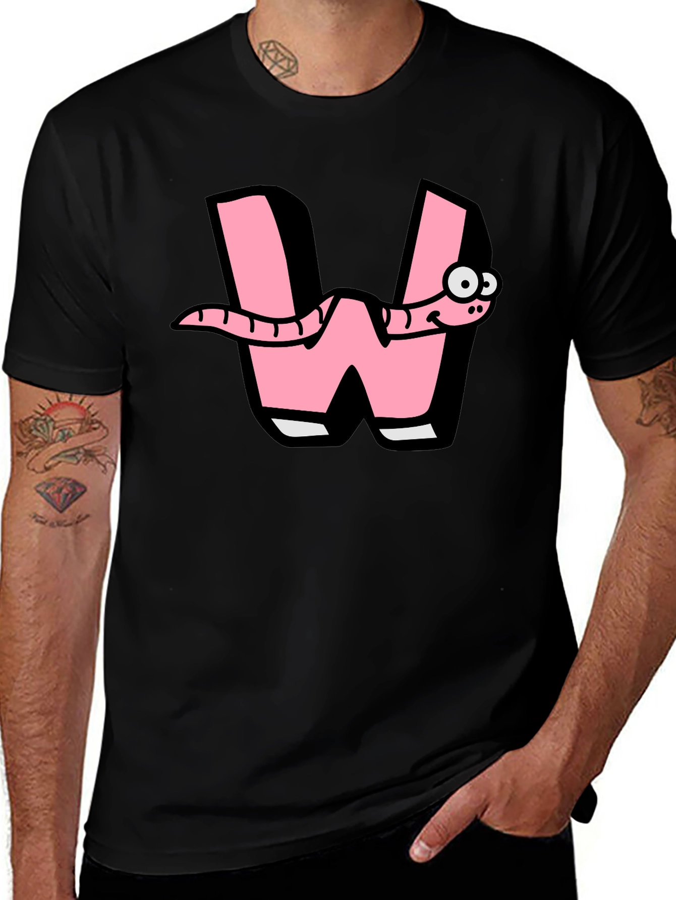 Variant 16 of Pink "Worm" Graphic T-Shirt