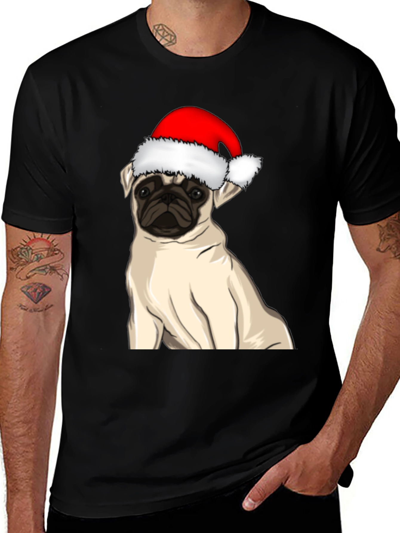 Variant 25 of Pug in Santa Hat Graphic Tee