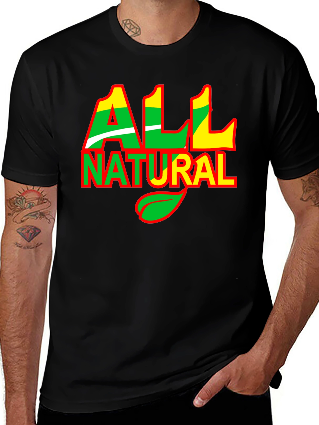 Variant 13 of All Natural Graphic Print Black T-Shirt