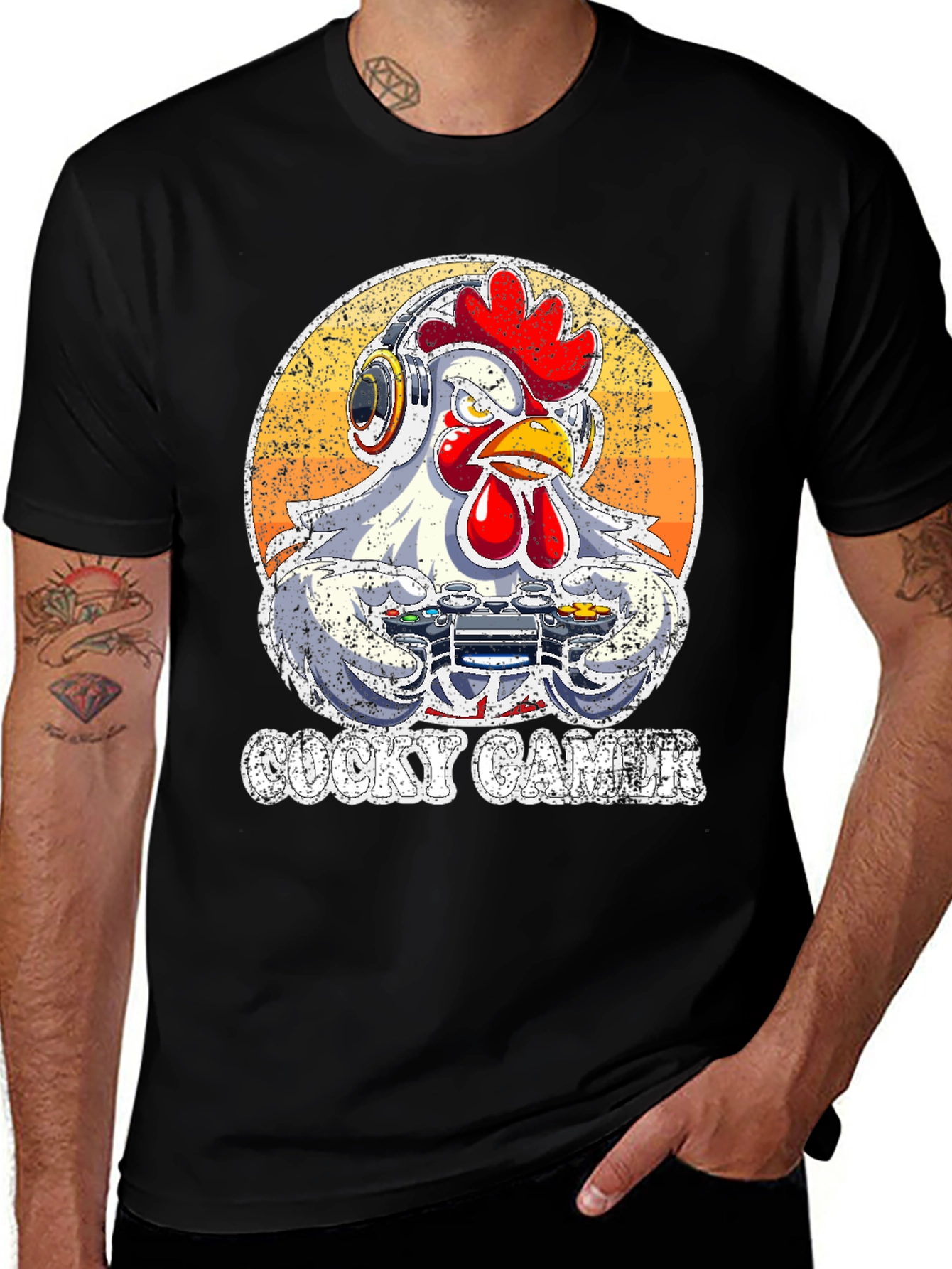 Variant 11 of Cocky Gamer T-Shirt - Funny Chicken Video Game Tee