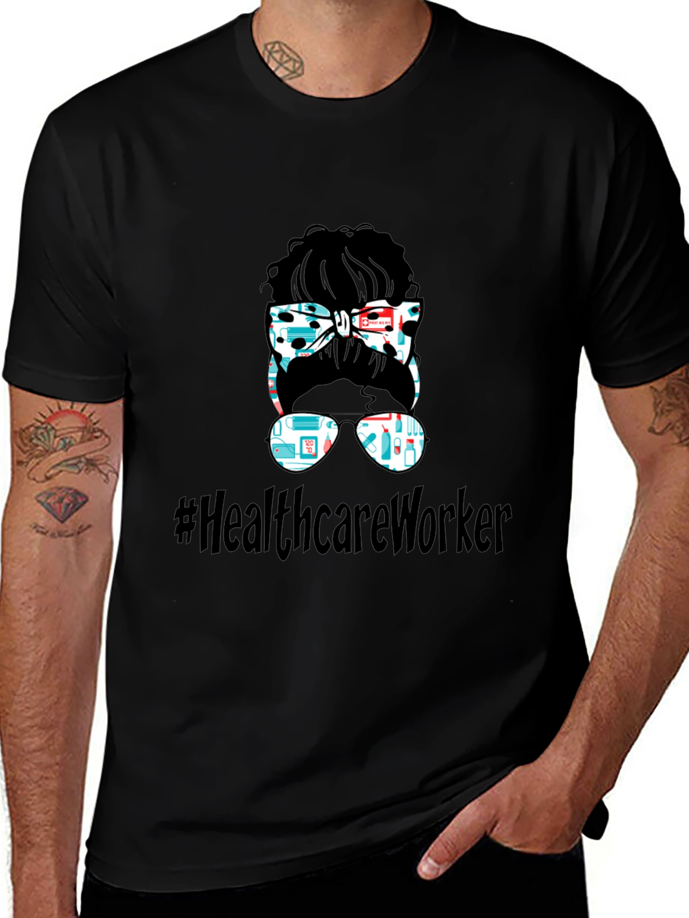 Variant 12 of Healthcare Worker Messy Bun Graphic Tee