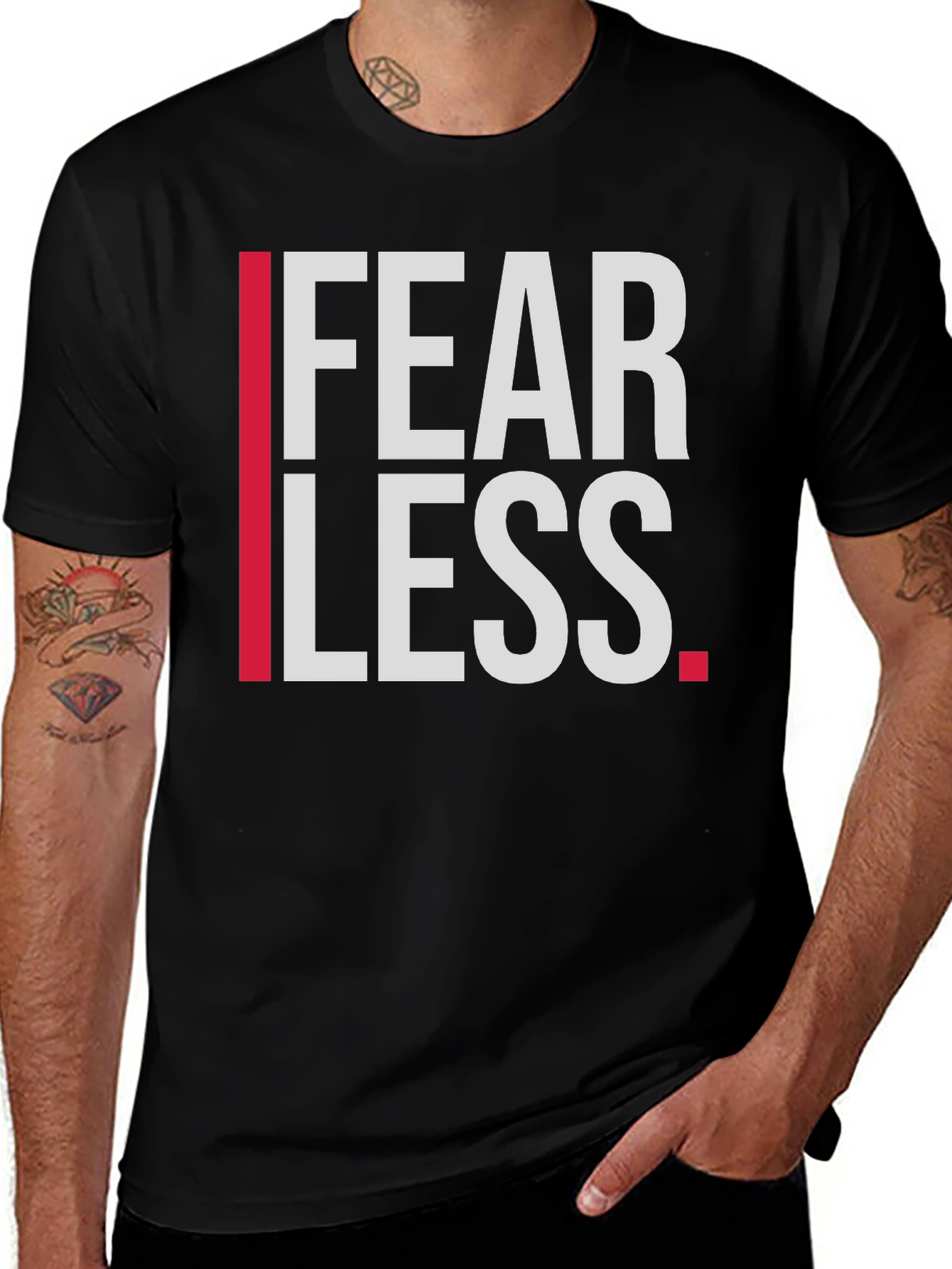Variant 15 of Fearless Graphic Print T-Shirt - Stylish Black Tee